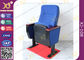 El azul dobló sillas del auditorio del teatro/asientos plásticos del auditorio con el cojín de escritura proveedor